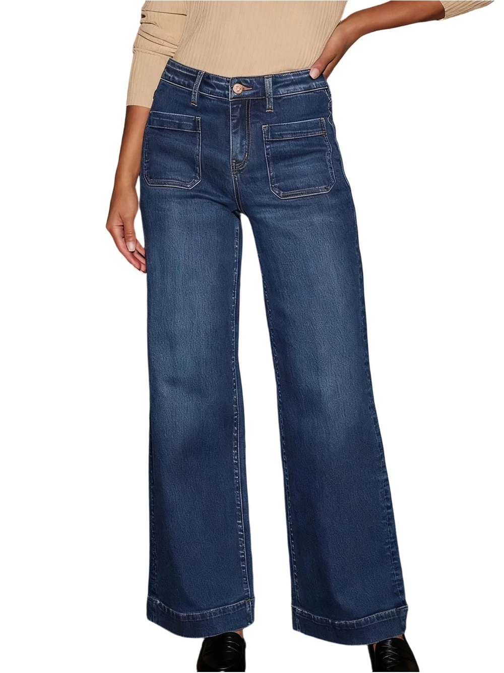 Jordache Dark Blue Wide-Leg High-Rise Jeans